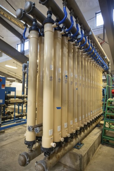 Park City, Utah - The Signal Hill water treatment plant at Mountain Regional Water. Power to operate this plant comes mostly from floating solar panels on the company's raw water storage pond