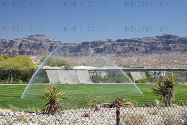 Coyote Ssprings - The Coyote Springs golf course in the Nevada desert. The Jack Nicklaus-designed course was originally to be surrounded by a planned community of 160, 000 homes. The golf course opened in 2006 but the homes were never built