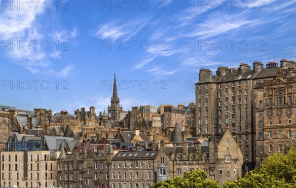 Edinburgh, capital of Scotland, panoramic skyline view of Historic Center Old Town