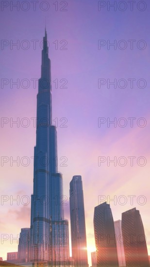 UAE, Dubai downtown financial skyline and business shopping center near Dubai Mall