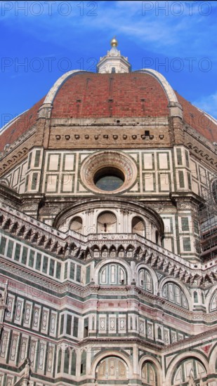 Italy, Landmark Duomo Cathedral in Florence, major tourist attraction in historic center near Ponto Vecchio