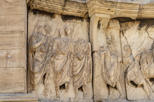 Detail of the Philopappos Monument on Philopappos Hill in the Greek capital Athens, Greece