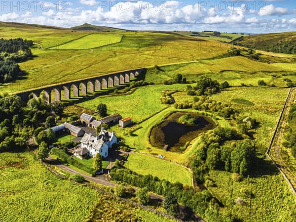 Shankend Viaduct from a drone, Hawick, Scottish Borders, Scotland, UK