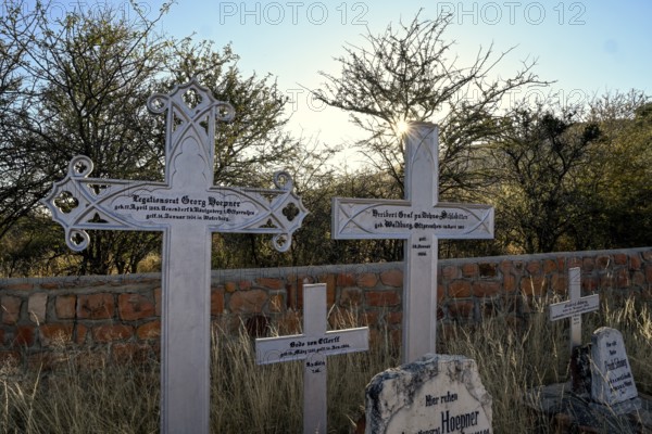 Graves at the German military cemetery at Waterberg, Otjozondjupa region, Namibia