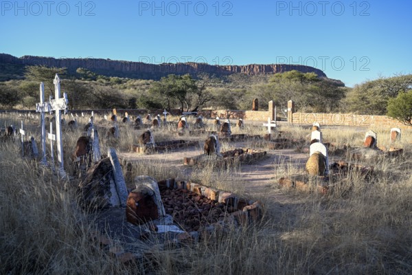 Graves at the German military cemetery at Waterberg, Otjozondjupa region, Namibia