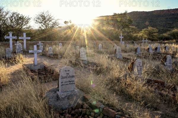 Graves at the German military cemetery at Waterberg, Otjozondjupa region, Namibia