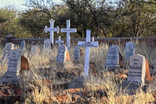 Graves at the German military cemetery at Waterberg, Otjozondjupa region, Namibia