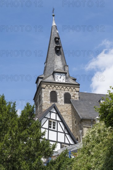 Church on the market square, Old Town, Kettwig, Essen, Rur region, North Rhine-Westphalia, Germany