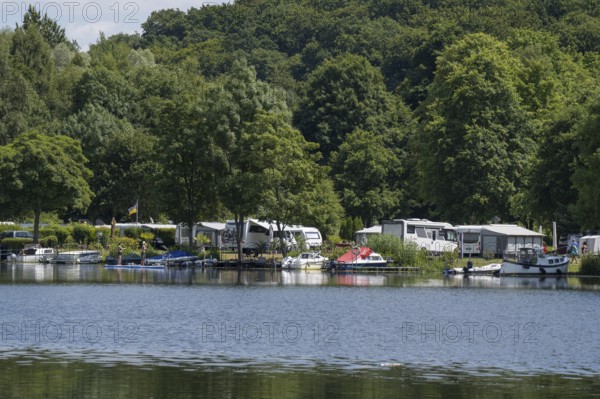 Campsite on the Ruhr, Kettwig, Essen, Rur region, North Rhine-Westphalia, Germany