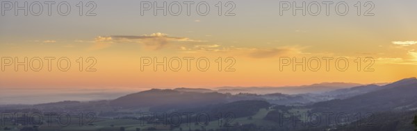 Panorama sunrise from Almhaus Hochsteinberg, Kirnberg an der Mank, Lower Austria, Austria