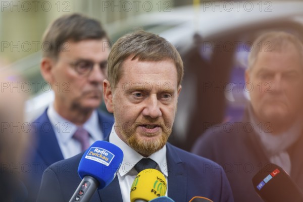 Minister President Michael Kretschmer during his visit to the Volkswagen vehicle plant in Zwickau, Zwickau, Saxony, Germany