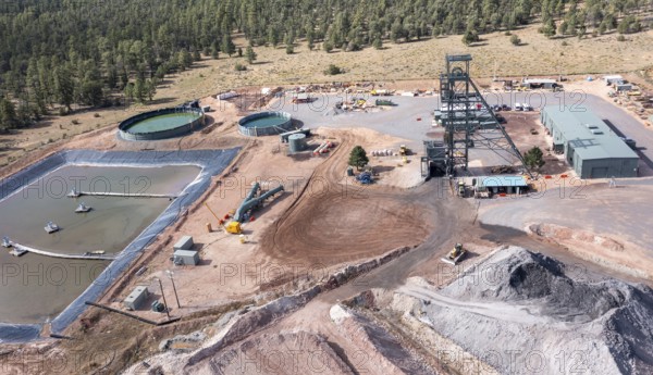 Tusayan, Arizona - Energy Fuels' controversial Pinyon Plain uranium mine, located a few miles from Grand Canyon National Park and inside Baaj Nwaavjo I'tah Kukveni National Monument. Native American tribes fear contamination of ground water and pollution from trucks hauling uranium ore along the 300-mile route to Energy Fuels' White Mesa mill in Utah