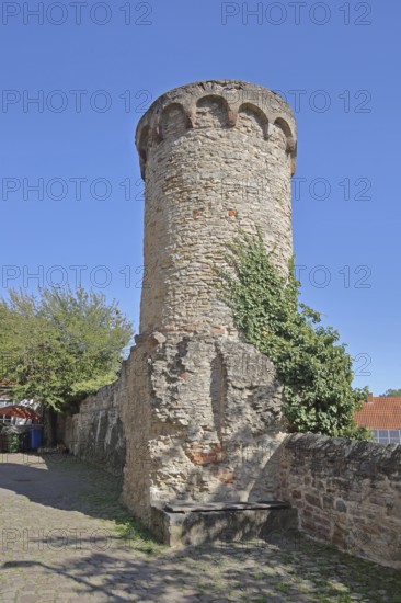 Historic defence defence tower built in the 14th century, town wall, town fortification, Wiesloch, Baden-Württemberg, Germany