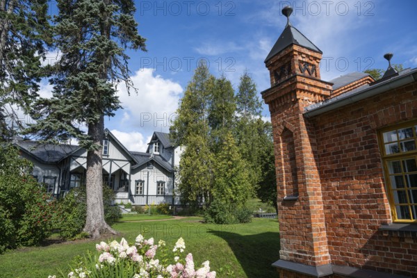 Brick building, former paper mill for the production of groundwood pulp board, UNESCO World Heritage Site Verla Factory Village, Maailmanperintökohde Verlan puuhiomo ja pahvitehdas, Verla Rapids, Kymenlaakso, near Kouvola, Finland
