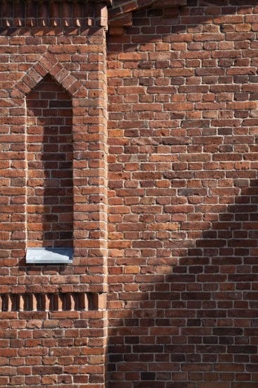 Brick wall, brick, former paper mill for the production of groundwood pulp board, UNESCO World Heritage Site Factory Village Verla, Maailmanperintökohde Verlan puuhiomo ja pahvitehdas, Verla Rapids, Kymenlaakso, near Kouvola, Finland