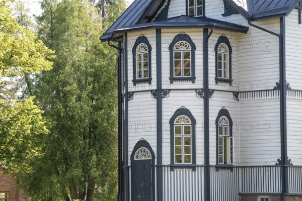 Villa of factory owner Georg Kreidls, designed by German-Finnish architect Carl Eduard Dippell, former paper factory and mill for the production of groundwood pulp board, UNESCO World Heritage Site Verla Factory Village, Maailmanperintökohde Verlan puuhiomo ja pahvitehdas, Verla Rapids, Kymenlaakso, near Kouvola, Finland