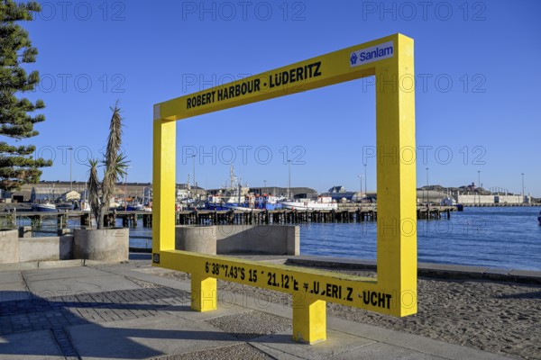 Frame for souvenir photos at the waterfront, Robert Harbour, Lüderitz, Karas Region, Namibia