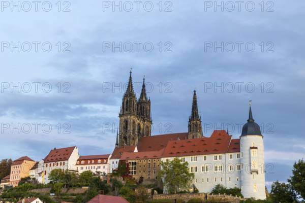 View of Albretsburg Castle and Meissen Cathedral, St. Johannis and St. Donatus, Old Town, Meissen, Saxony, Germany