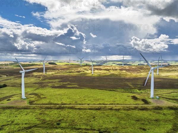Wind Farm from a drone in southeast Scotland, UK