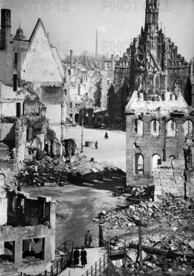 City view, the destroyed Nuremberg, 1946
