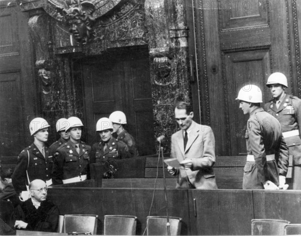 Nuremberg Trials, main war criminal, the defendant Rudolf Hess, Nuremberg 1946