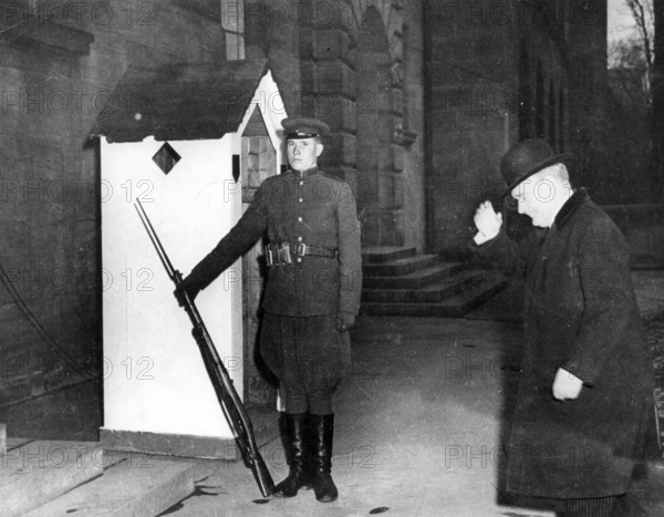 Nuremberg Trials, Winston Churchill on his way into the courthouse. Nuremberg 1946