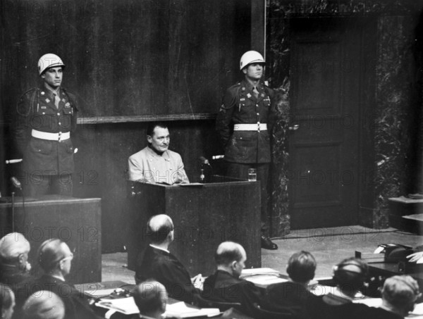 Nuremberg Trials, main war criminals, Hermann Göring in the dock, Nuremberg 1946