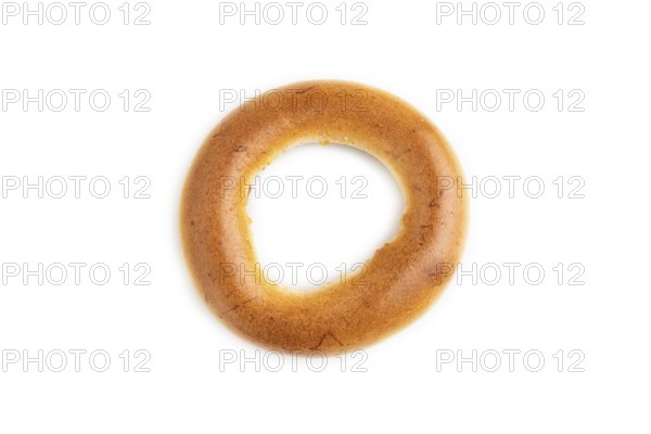 Homemade Ring Bagel isolated on white background. top view, flat lay, close up