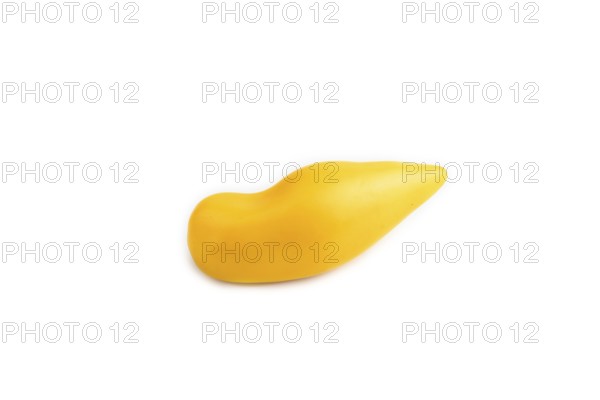 Yellow tomatoes isolated on white background. Side view, copy space. healthy food, vegetable, minimalism