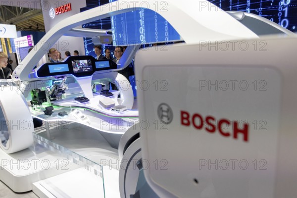 Munich, Germany - 10.9.2025: Products from the German manufacturer BOSCH during the IAA Mobility 2025 (International Motor Show) in Munich