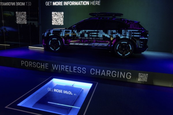 Munich, Germany - 10.9.2025: Wireless Charging from Porsche during the IAA Mobility 2025 (International Motor Show) in Munich