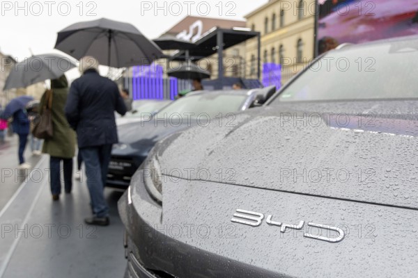 Munich, Germany - 10.9.2025: Electric cars from Chinese car manufacturer BYD during the IAA Open Space at the IAA Mobility 2025 (International Motor Show) in Munich