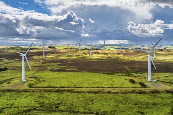 Wind Farm from a drone in southeast Scotland, UK