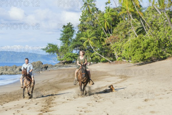 Horseback riding on beach, Drake Bay, Corcovado National Park, Osa Peninsula, Costa Rica