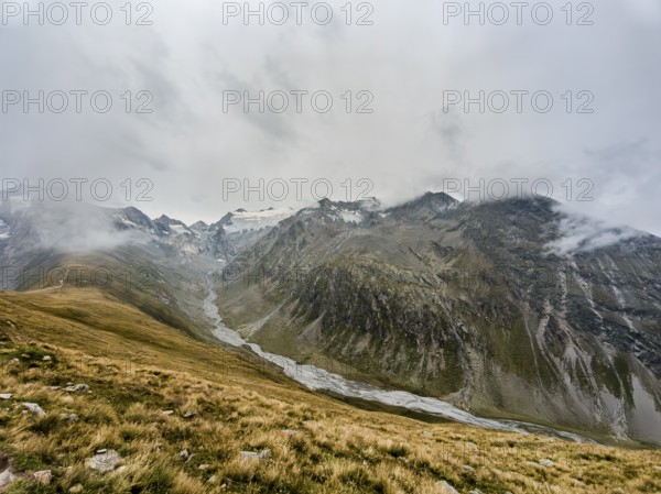 Panoramic view from the Hohe Mut over the Mutsattel and the Rotmoostal to the Gurglkamm in the Ötztal Alps, Hohe Mut Alm, Gurgl, Sölden, Tyrol, Austria