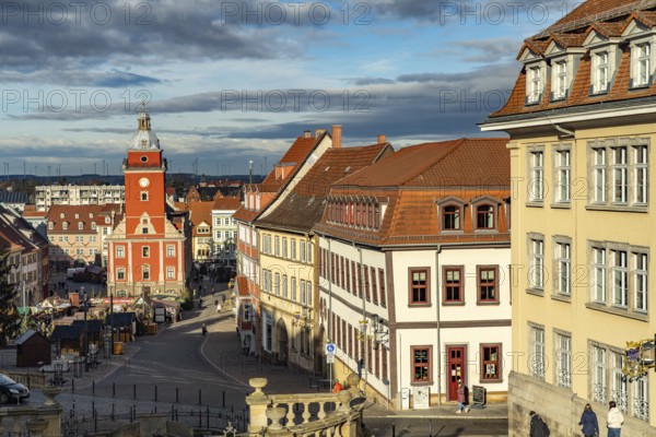 Main market square with the old town hall in Gotha, Thuringia, Germany