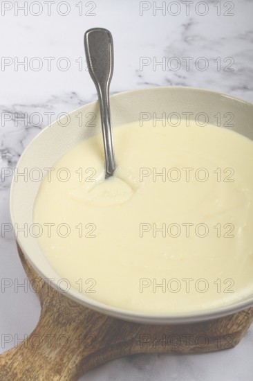 Mashed potatoes, with suluguni cheese, homemade, on a marble table, no people, top view