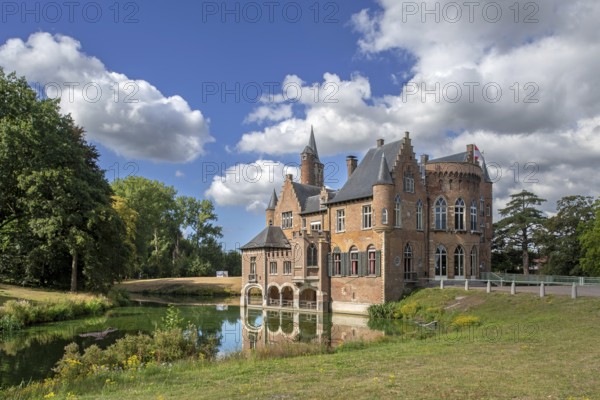 15th century neo-Gothic Wissekerke Castle, Kasteel van Wissenkerke in the village Bazel near Kruibeke, East Flanders, Belgium