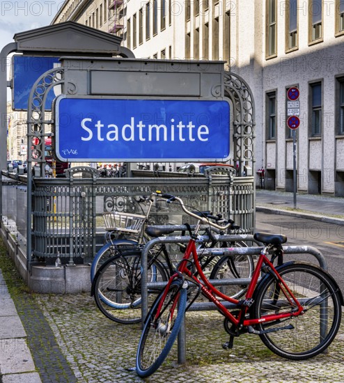 Entrance to Stadtmitte underground station, Berlin, Germany