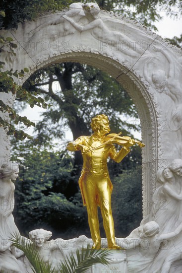 Johann Strauss monument, created in 1921, stands in Vienna City Park, Vienna, Austria