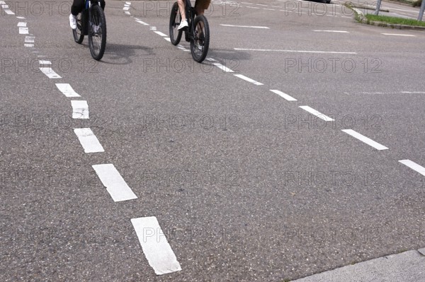 Displaced road markings, symbolic image of need for renovation, Germany