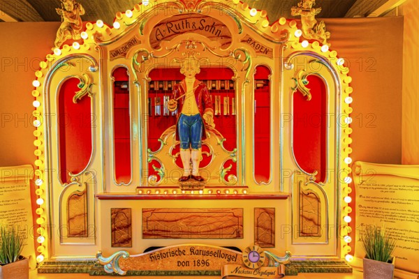Historic carousel organ, festival meadow, Theresienwiese, Oktoberfest, Munich, Upper Bavaria, Bavaria, Germany