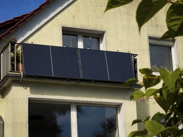 Balcony power station on the balcony of an apartment block in Wuppertal, Germany