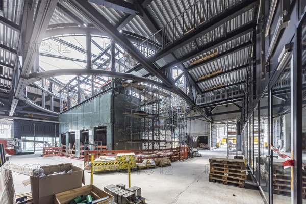 The new airport railway station between the airport and the exhibition centre is a circular building. The tracks are 27 metres lower. The new station is due to go online at the end of 2026. Stuttgart, Baden-Württemberg, Germany