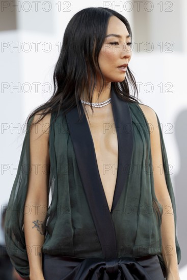 Venice, Italy - 2 September 2025: Greta Lee during the red carpet of - A house of Dynamite - during the 82nd Venice International Film Festival