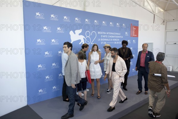 Venice, Italy - 3 September 2025: Louis Cancelmi, Vito Schnabel, Benjamin Clementine, Louise Kugelberg, Julian Schnabel, Oscar Isaac, Duke Nicholson, Francesco Melzi d'Eril, Olmo Schnabel during the Photo Call of - In the Hand of Dante - during the 82nd Venice International Film Festival