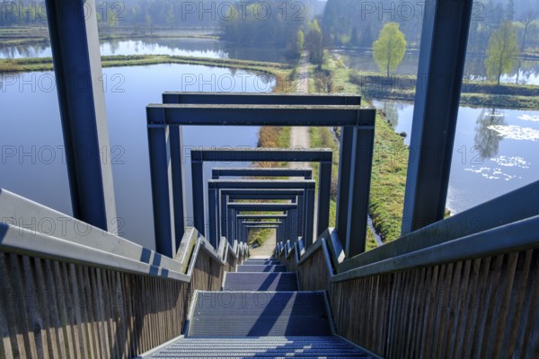 Himmelsleiter viewpoint, Tirschenreuther Teiche, Waldnaabaue, Große Teichpfanne, Vizinalradweg, near Tirschenreuth, Upper Palatinate, Bavaria, Germany