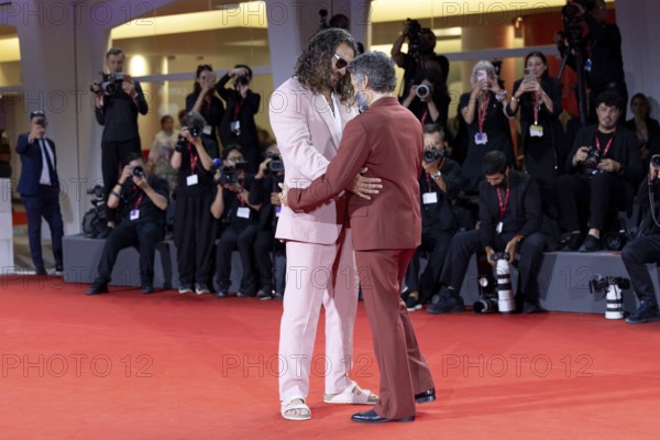 Venice, Italy - 3 September 2025: Jason Momoa and Oscar Isaac during the red carpet of - Cartier Glory To The Filmmaker Award 2025 and In the Hand of Dante - during the 82nd Venice International Film Festival