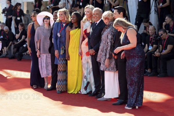 Venice, Italy - 3 September 2025: Jharrel Jerome, Geralyn Dreyfous, Misan Sagay, Helen Hoehne, güst, Teo Yoo, Danielle Turkov during the Red Carpet of - The Voice Of Hind Rajab - during the 82nd Venice International Film Festival
