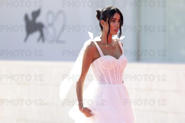 Venice, Italy - 3 September 2025: Ahlam El Brinis during the red carpet of - The Voice Of Hind Rajab - during the 82nd Venice International Film Festival
